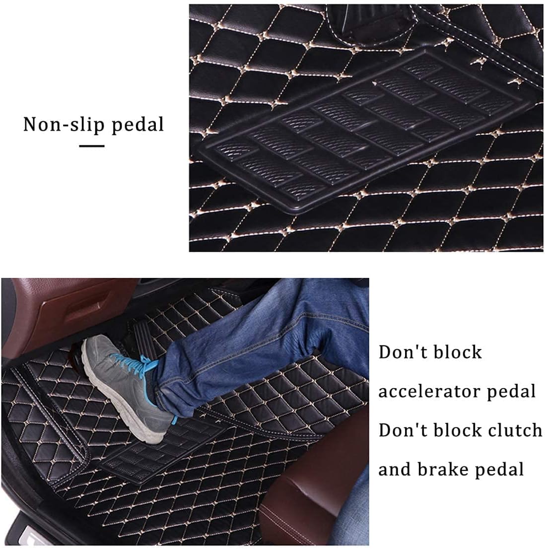 Custom Making Car Floor Mats for 95% Sedan SUV Sports Car Full Coverage Cute Men Women Pads Protection Non-Slip Leather Floor Liners (Black) - Image 4