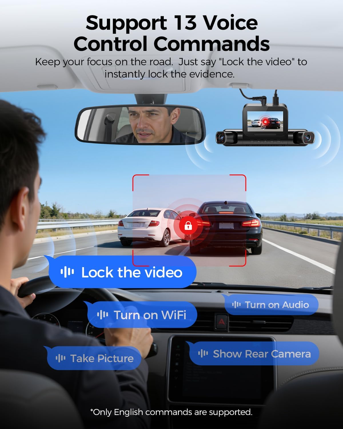 AZDOME 360° 4 Channel Dash Cam Front and Rear Inside, Built-in 128GB eMMC, 2K+1080P*3 Dashcam, Left Right, Voice Control, 5G WiFi Dash Camera for Cars with 4 Adjustable Lenses, IR Night Vision, M660 - Image 7