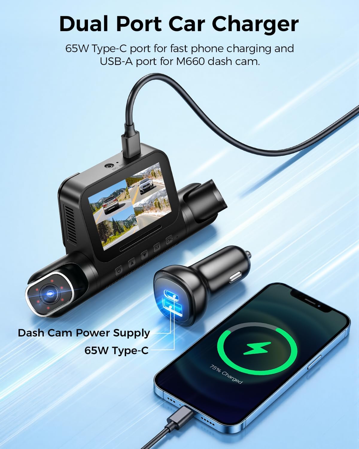 AZDOME 360° 4 Channel Dash Cam Front and Rear Inside, Built-in 128GB eMMC, 2K+1080P*3 Dashcam, Left Right, Voice Control, 5G WiFi Dash Camera for Cars with 4 Adjustable Lenses, IR Night Vision, M660 - Image 9